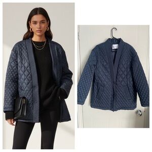 Blue Quilted Jacket M Rebecca Minkoff Lightweight Classic Preppy Coat
